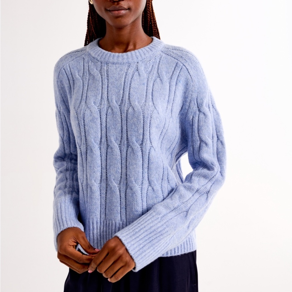 NWT Abercrombie Madeline Blue Cable Crew Sweater